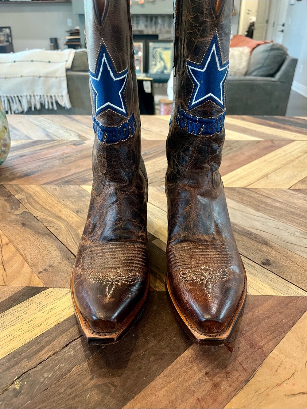 Lucchese Cowboys Embroidered Brown Leather Women’s Cowboy Boots
